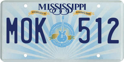 MS license plate MOK512