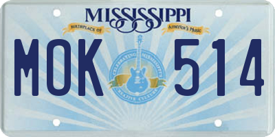 MS license plate MOK514