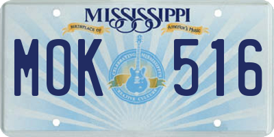 MS license plate MOK516