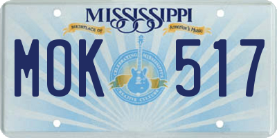 MS license plate MOK517