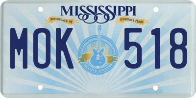 MS license plate MOK518