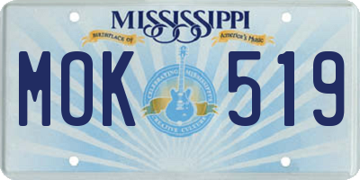 MS license plate MOK519