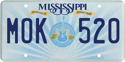MS license plate MOK520