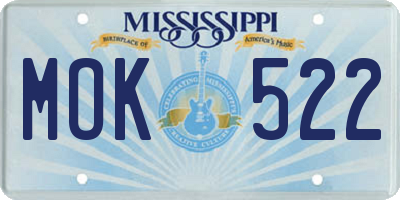 MS license plate MOK522