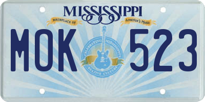 MS license plate MOK523