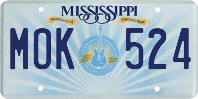 MS license plate MOK524