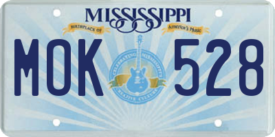 MS license plate MOK528