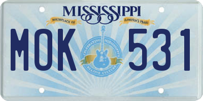 MS license plate MOK531