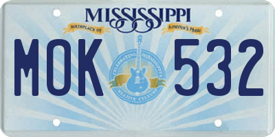 MS license plate MOK532