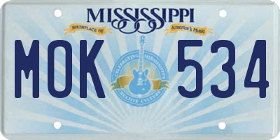 MS license plate MOK534