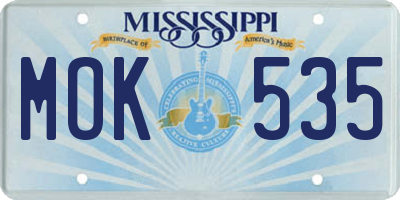 MS license plate MOK535