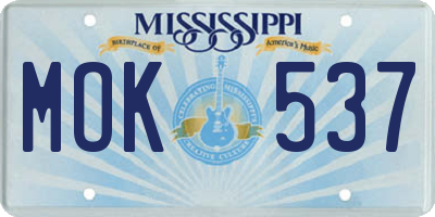 MS license plate MOK537