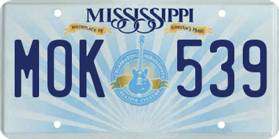 MS license plate MOK539