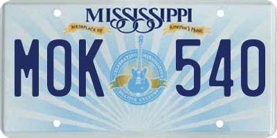 MS license plate MOK540