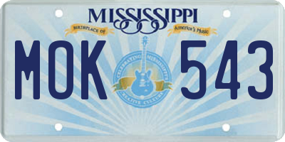 MS license plate MOK543