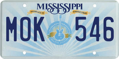 MS license plate MOK546