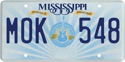 MS license plate MOK548