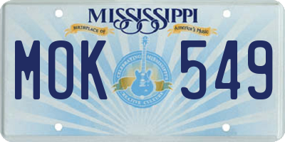 MS license plate MOK549