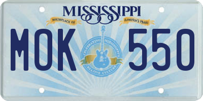 MS license plate MOK550
