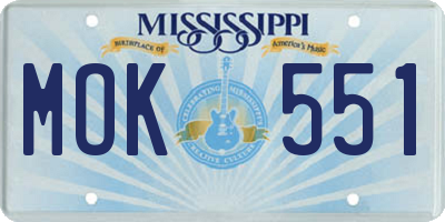 MS license plate MOK551
