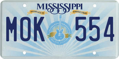 MS license plate MOK554