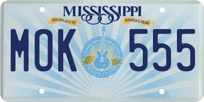MS license plate MOK555