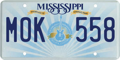 MS license plate MOK558
