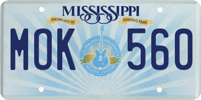 MS license plate MOK560