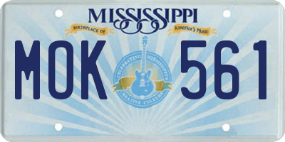 MS license plate MOK561