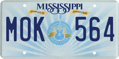 MS license plate MOK564