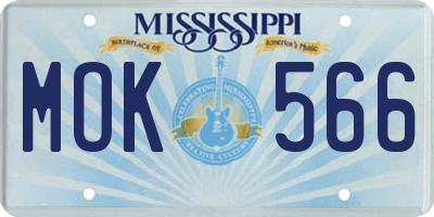 MS license plate MOK566