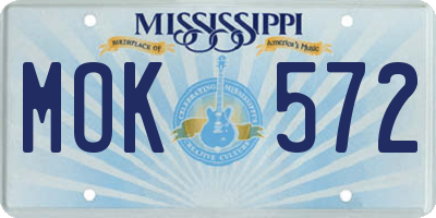 MS license plate MOK572