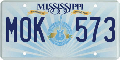 MS license plate MOK573