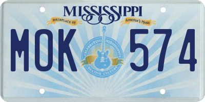 MS license plate MOK574