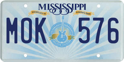 MS license plate MOK576
