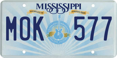MS license plate MOK577