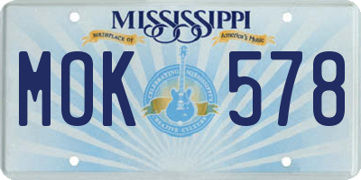 MS license plate MOK578