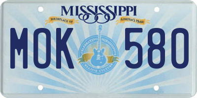 MS license plate MOK580