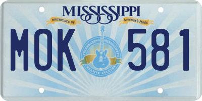 MS license plate MOK581
