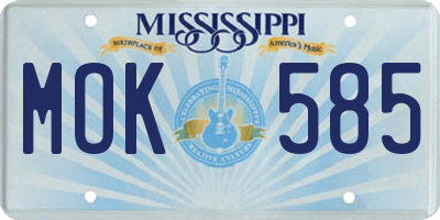 MS license plate MOK585