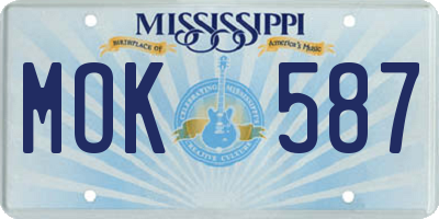 MS license plate MOK587