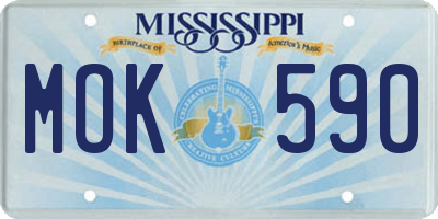 MS license plate MOK590