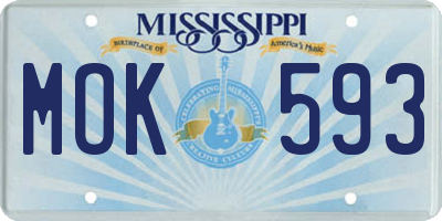 MS license plate MOK593