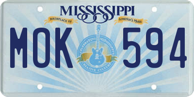 MS license plate MOK594