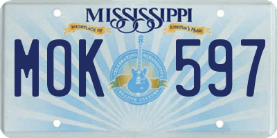 MS license plate MOK597