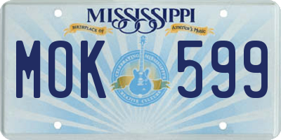MS license plate MOK599