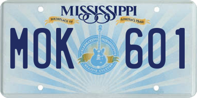 MS license plate MOK601