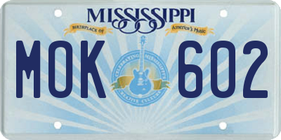 MS license plate MOK602