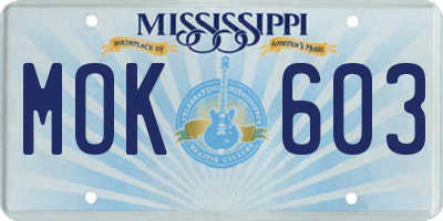 MS license plate MOK603
