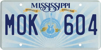 MS license plate MOK604